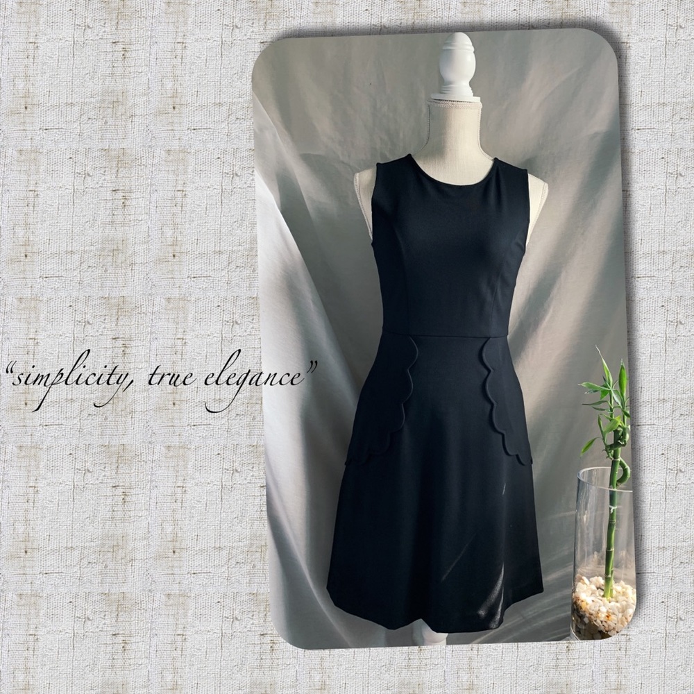 X-small Casual Deep Black Flare Dress